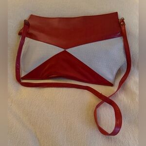 Enigma MCM Red & White Leather Crossbody/Shoulder Bag